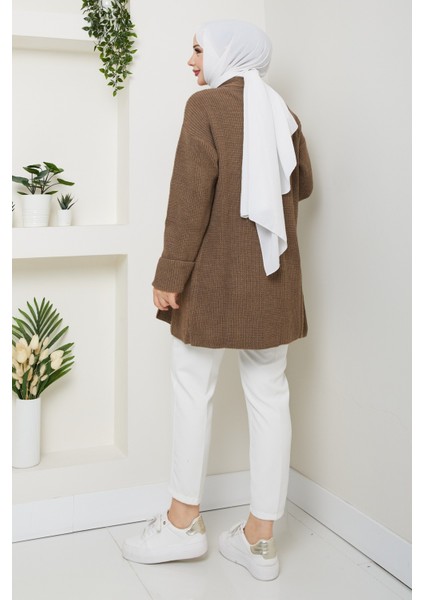 Kadın Kol Ağzı Katlamalı Cepli Midi Boy Hırka -PMK452 indirimleri