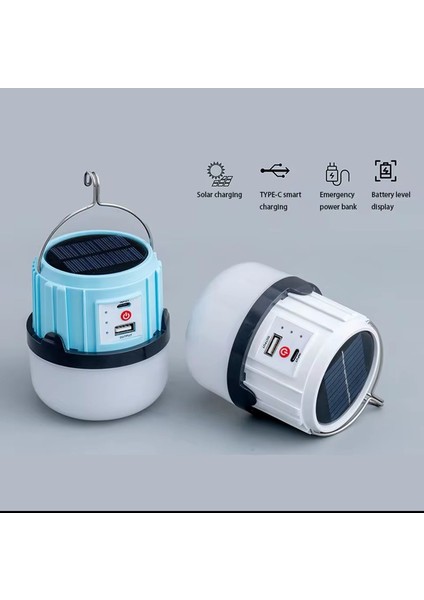 Solar Işıldak Şarjlı Kamp Feneri USB + Çift Renk Yanma Askılı Solar Kamp Lambası indirimleri