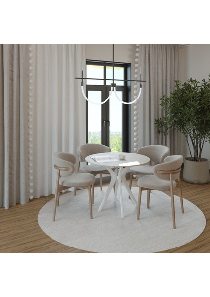 90X90CM Yuvarlak Masa Traverten Mutfak Masası-Balkon Masası Pera Model