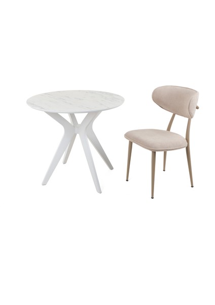 90X90CM Yuvarlak Masa Marmo-Beyaz Mutfak Masası-Balkon Masası Pera Model fiyatları