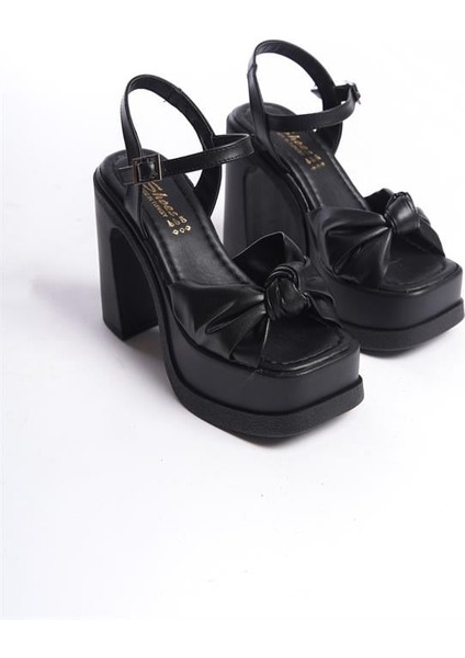 Kadın Siyah Fiyank Bantlı (12 cm ) Platform Topuklu Ayakkabı fırsatları