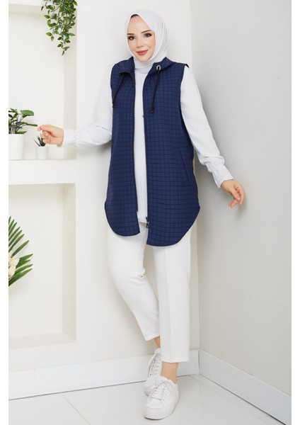 Kadın Yandan Fermuarlı Cepli Kapitone Yelek -PMK455 fiyatları