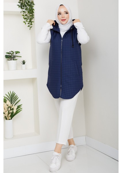 Kadın Yandan Fermuarlı Cepli Kapitone Yelek -PMK455 fırsatları