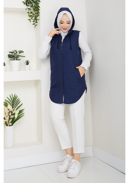 Kadın Yandan Fermuarlı Cepli Kapitone Yelek -PMK455 indirimleri