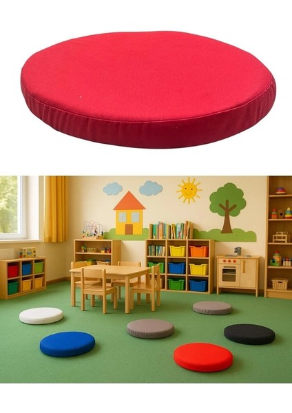 Anaokulu Kreş Aktivite Minderi, Bahçe, Dekor, Sandalye Minderi 40X5 cm Yuvarlak Minder