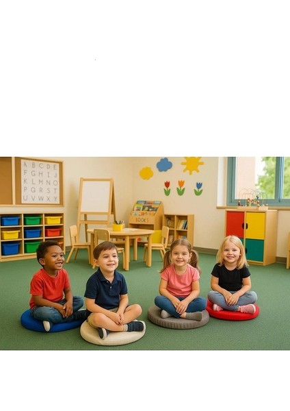 Anaokulu Kreş Aktivite Minderi, Bahçe, Dekor, Sandalye Minderi 40X5 cm Yuvarlak Minder fiyatları