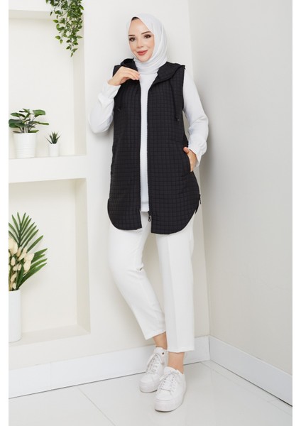 Kadın Yandan Fermuarlı Cepli Kapitone Yelek -PMK455 modelleri