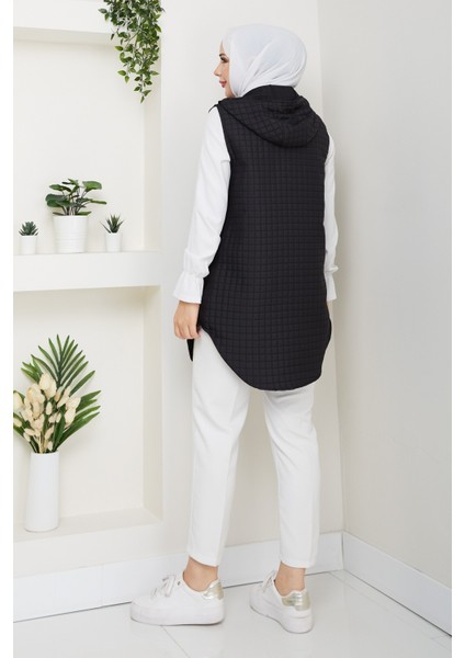 Kadın Yandan Fermuarlı Cepli Kapitone Yelek -PMK455 fırsatları