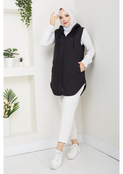 Kadın Yandan Fermuarlı Cepli Kapitone Yelek -PMK455 indirimleri