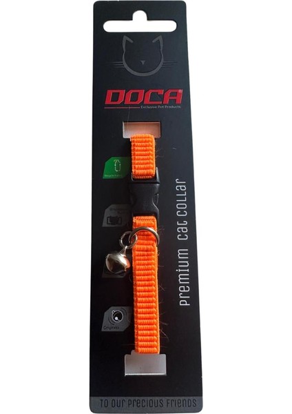 Lastikl Kedi Boyun Tasması 1,2 * 18-38 cm Neon Turuncu