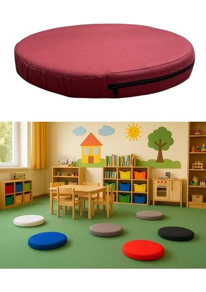 Anaokulu Kreş Aktivite Minderi, Bahçe, Dekor, Sandalye Minderi 40X5 cm Yuvarlak Minder