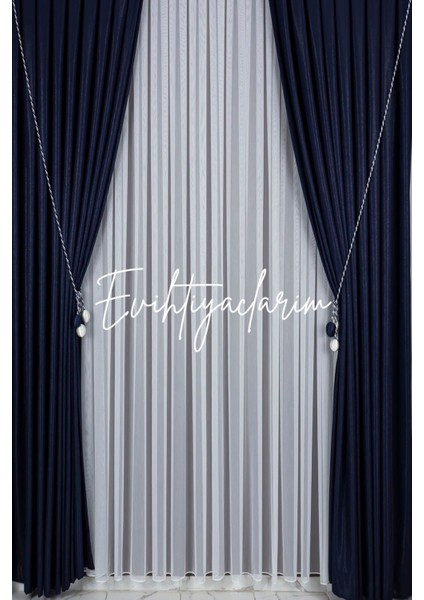 Titi Bambu Keten Görünümlü Ütü Istemez Salon ve Misafir Odalarına Uygun 1/3 Sık Pileli Tül Perde