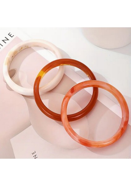 3 Adet Vintage Ombre Akrilik Kadın Bileklik Seti Sevimli ve Şık Gradyan Renkler, Günlük Giyim ve Rahat Kıyafetler Için Mükemmel Kemik Akrilik Bileklikler