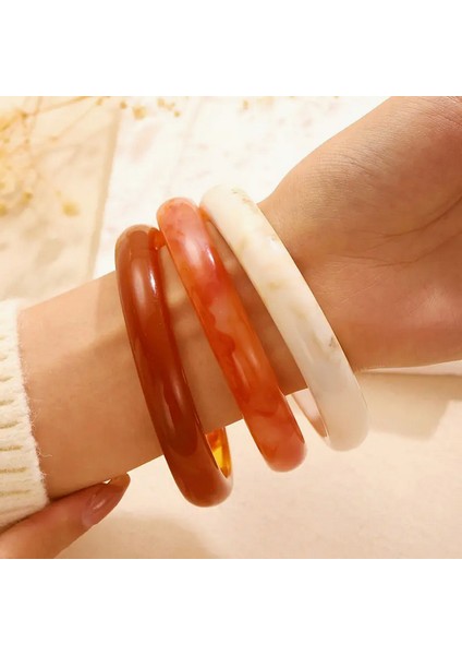 3 Adet Vintage Ombre Akrilik Kadın Bileklik Seti Sevimli ve Şık Gradyan Renkler, Günlük Giyim ve Rahat Kıyafetler Için Mükemmel Kemik Akrilik Bileklikler fiyatları