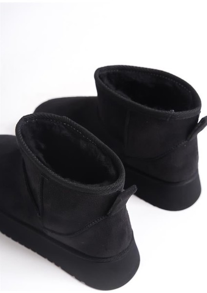 Kadın Siyah Süet Içi Kürklü Kalın Tabanli (4,5 cm ) Mini Kısa Bot fırsatları