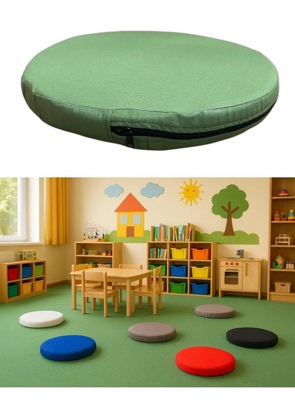 Anaokulu Kreş Aktivite Minderi, Bahçe, Dekor, Sandalye Minderi 40X5 cm Yuvarlak Minder