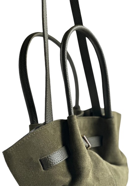 Hakiki Süet Deri Kadın Uzun Askılı El ve Omuz Çantası