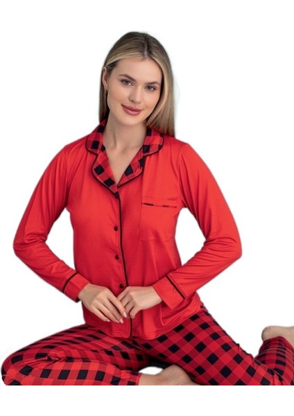 Valentina Uzun Kol Düğmeli Kadın Pijama Takımı Ev Giyim Hediyelik modelleri