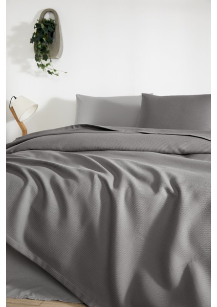 Colourist Çift Kişilik Pike Takımı Ranforce Antrasit - Gümüş fırsatları