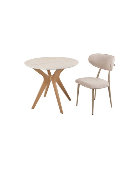 90X90CM Yuvarlak Masa Traverten-Ceviz Mutfak Masası-Balkon Masası Pera Model fiyatları