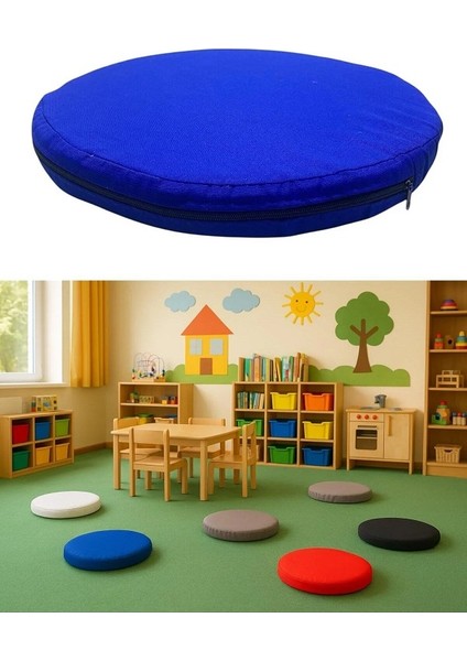 Anaokulu Kreş Aktivite Minderi, Bahçe, Dekor, Sandalye Minderi 40X5 cm Yuvarlak Minder