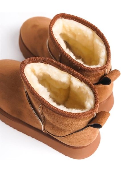 Kadın Taba Süet Içi Kürklü Kalın Tabanli (4,5 cm ) Mini Kısa Bot fırsatları