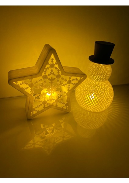 Smilechild Büyük Boy Ledli Yılbaşı Süsü Seti Kardan Adam ve Şekilli Yıldız 16 cm 2 Adet LED Mum Dahildir fiyatları