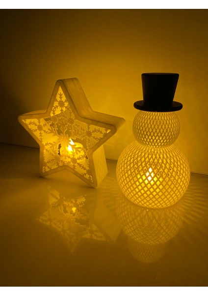 Smilechild Büyük Boy Ledli Yılbaşı Süsü Seti Kardan Adam ve Şekilli Yıldız 16 cm 2 Adet LED Mum Dahildir fırsatları