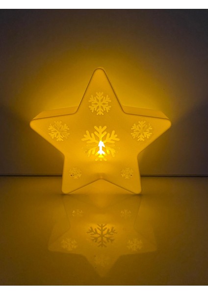 Smilechild Büyük Boy Ledli Yılbaşı Süsü Seti Kardan Adam ve Şekilli Yıldız 16 cm 2 Adet LED Mum Dahildir