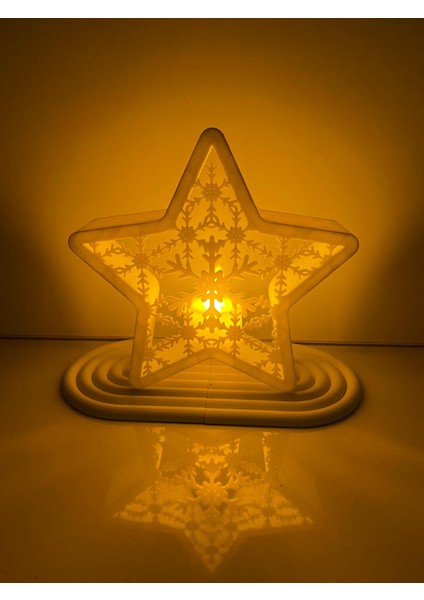 Smilechild Büyük Boy Ledli Yılbaşı Süsü Seti Kardan Adam ve Şekilli Yıldız 16 cm 2 Adet LED Mum Dahildir