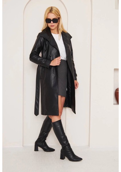 Düğmeli Uzun Deri Kaban fiyatları