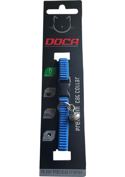 Lastikl Kedi Boyun Tasması 1,2 * 18-38 cm Mavi