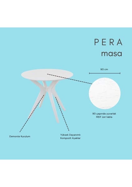 90X90CM Yuvarlak Masa Beyaz Mutfak Masası-Balkon Masası Pera Model Özel Kesim 1. Sınıf Mdf Kenarlar Lake Boyalı (Sadece Masa Gönderimi Yapılmaktadır) fırsatları