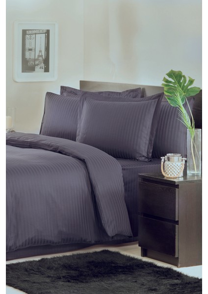 Nevresim Takımı Saten Pamuk Çift Kişilik Antrazıt indirimleri