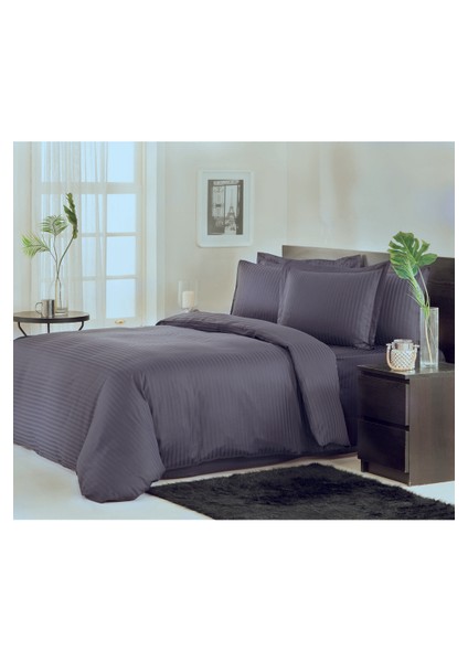 Nevresim Takımı Saten Pamuk Çift Kişilik Antrazıt