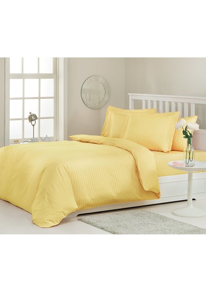 Özdi̇lek Çift Kişilik Line Çizgili Saten Nevresim Takımı-Hardal fiyatları
