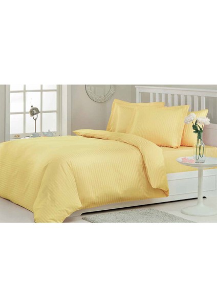 Özdi̇lek Çift Kişilik Line Çizgili Saten Nevresim Takımı-Hardal modelleri