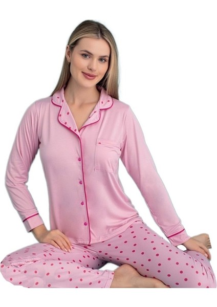 Giulietta Notte Uzun Kol Düğmeli Kadın Pijama Takımı Ev Giyim Hediyelik