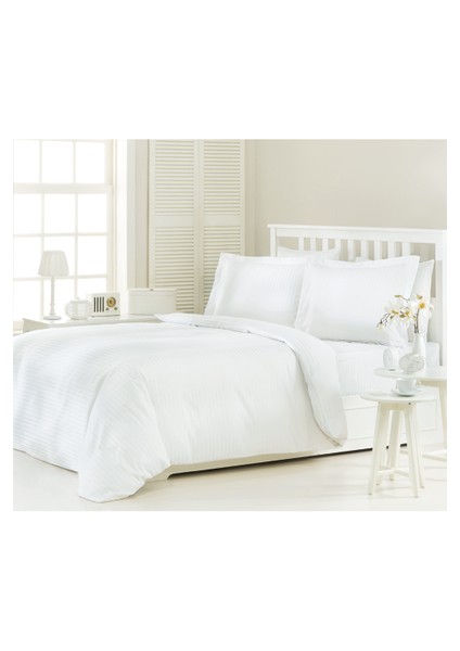 Özdi̇Lek Çift Kişilik Line Çizgili Saten Nevresim Takımı-Beyaz modelleri