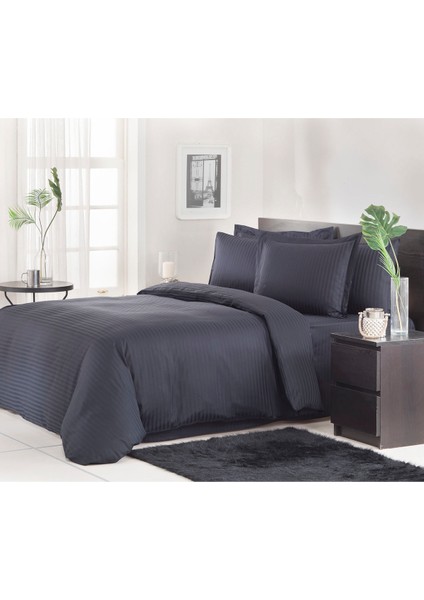 Özdi̇Lek Çift Kişilik Line Çizgili Saten Nevresim Takımı-Siyah modelleri