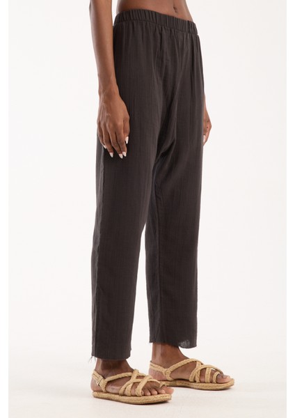 Siyah Müslin %100 Pamuk Şalvar Pantolon Kadın Günlük Bohem Tarz Rahat indirimleri