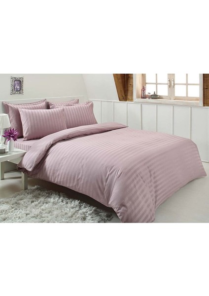 Nevresim Takımı Pamuk Saten Çift Kişilik Mürdüm Line