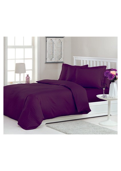 Nevresim Takımı Pamuk Saten Çift Kişilik Mürdüm Line fiyatları