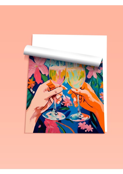 Çerçevesiz Poster, Renkli Kokteyl ve Çiçek Deseni, Mutfak Dekoru Poster No: 113367 fiyatları