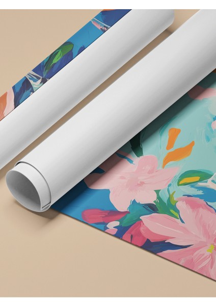 Çerçevesiz Poster, Renkli Kokteyl ve Çiçek Deseni, Mutfak Dekoru Poster No: 113367 fırsatları