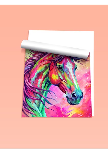 Çerçevesiz Poster, Renkli Soyut At Tasarımı, Genç Odası Dekoru Poster No: 113722 fiyatları