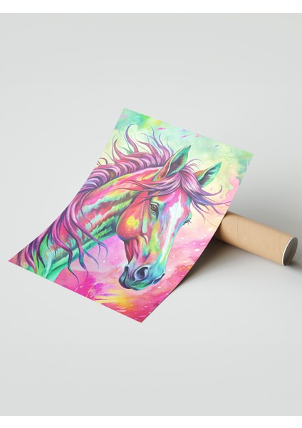 Çerçevesiz Poster, Renkli Soyut At Tasarımı, Genç Odası Dekoru Poster No: 113722 modelleri