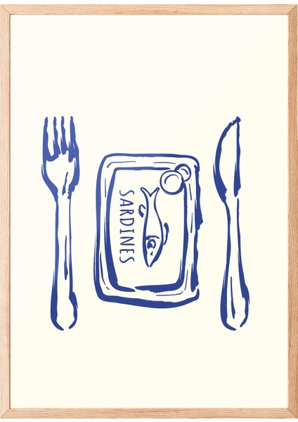 Ahşap Çerçeveli Tablo, Piknik Eskizi, Mutfak Dekoru Poster No: 113737