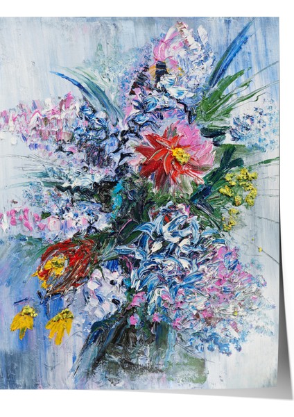 Çerçevesiz Poster, Mor Çiçek Demeti Detaylı Tablo, Salon Dekoru Poster No: 113544