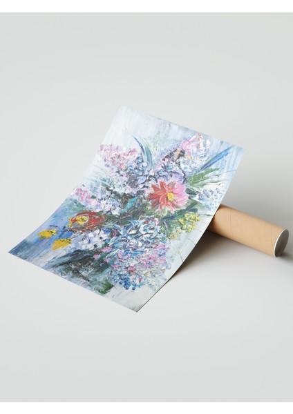 Çerçevesiz Poster, Mor Çiçek Demeti Detaylı Tablo, Salon Dekoru Poster No: 113544 modelleri